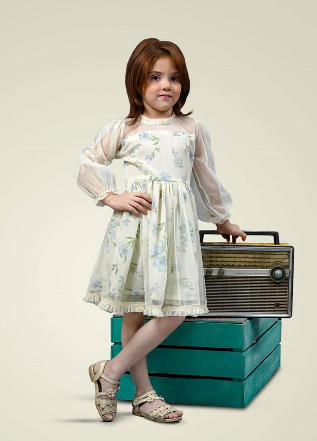 Kids Polo Poly Net Casual Girls Frock - GWSK-20204