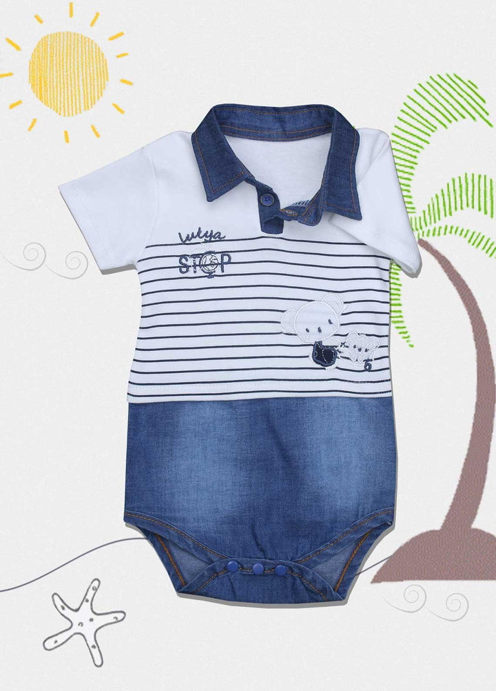 Sanaulla Exclusive Range Cotton Fancy Romper for Kids -  1011 White