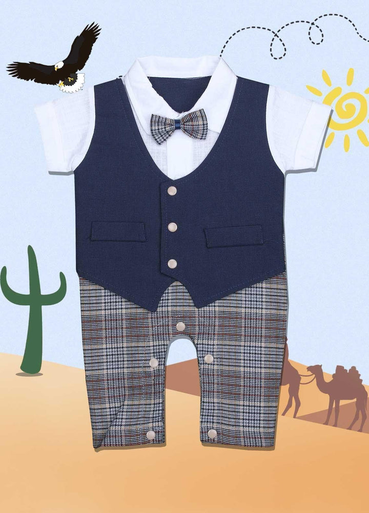 Sanaulla Exclusive Range Cotton Fancy Romper for Kids -  1037 Blue