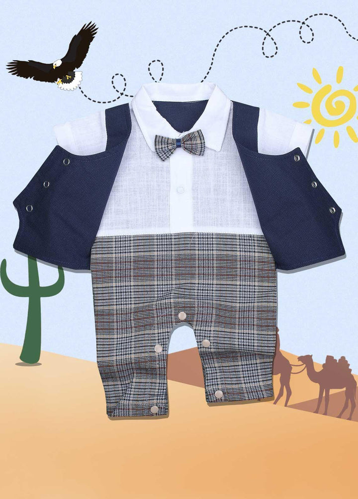 Sanaulla Exclusive Range Cotton Fancy Romper for Kids -  1037 Blue