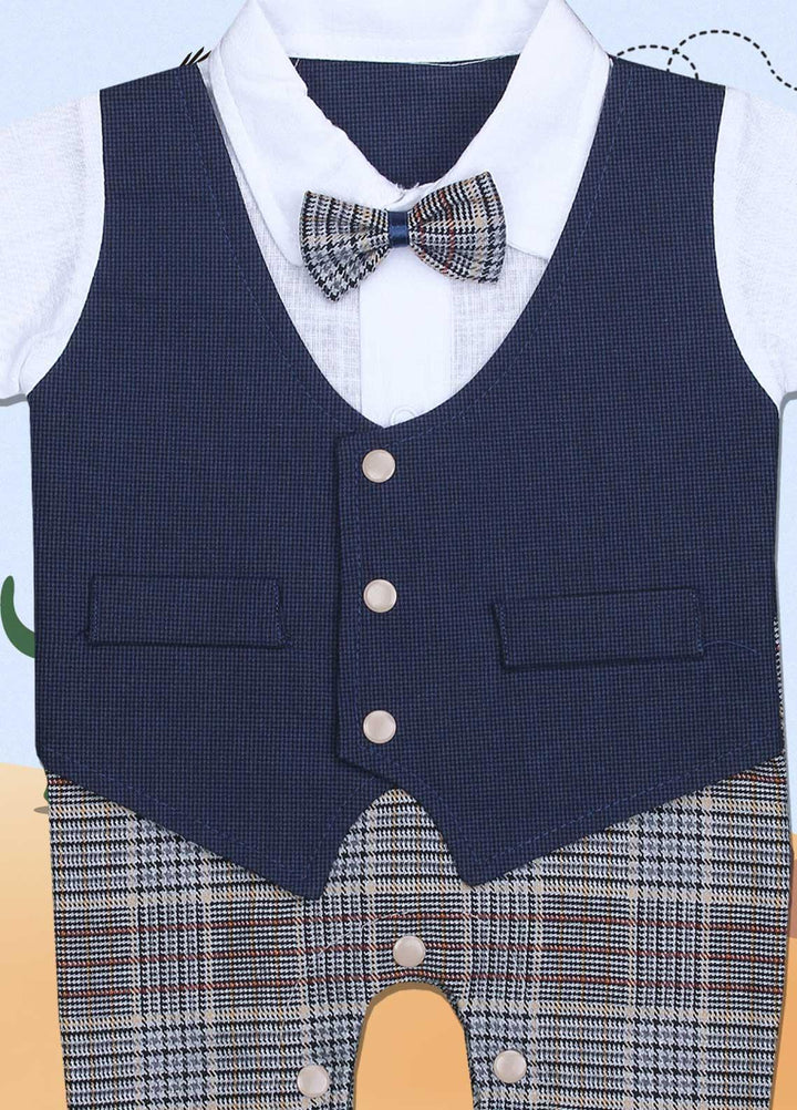 Sanaulla Exclusive Range Cotton Fancy Romper for Kids -  1037 Blue