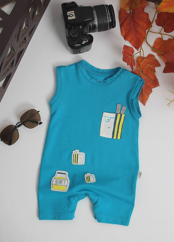 Sanaulla Exclusive Range Cotton Fancy Pret Romper for Kids -  2572 Ferozi