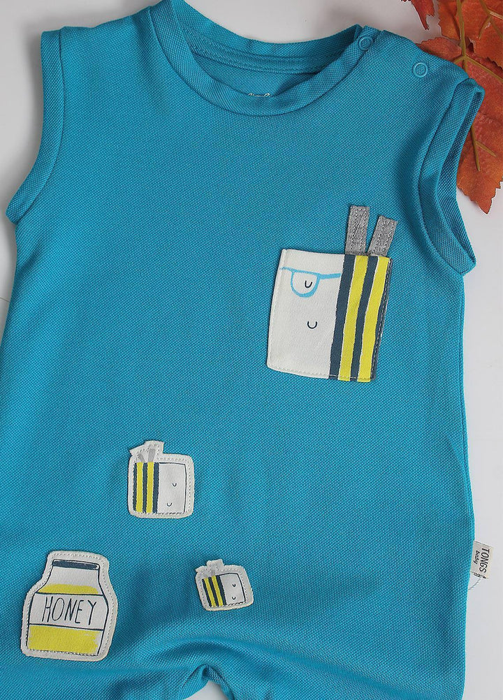 Sanaulla Exclusive Range Cotton Fancy Pret Romper for Kids -  2572 Ferozi