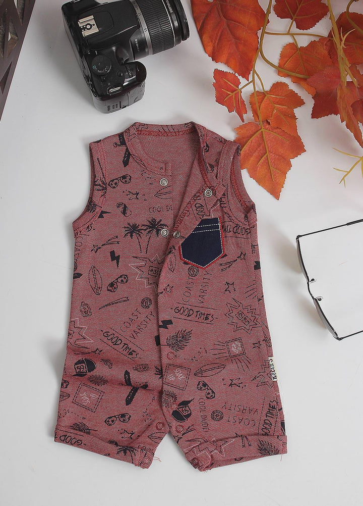Sanaulla Exclusive Range Cotton Fancy Pret Romper for Kids -  212157 Rust