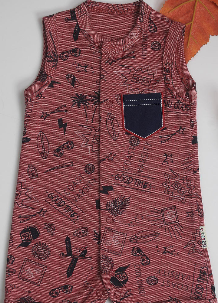 Sanaulla Exclusive Range Cotton Fancy Pret Romper for Kids -  212157 Rust