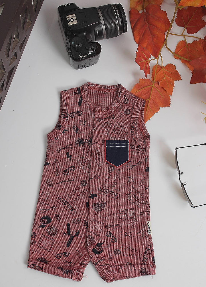 Sanaulla Exclusive Range Cotton Fancy Pret Romper for Kids -  212157 Rust