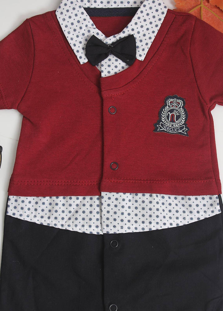 Sanaulla Exclusive Range Cotton Fancy Pret Romper for Kids -  1182 Maroon