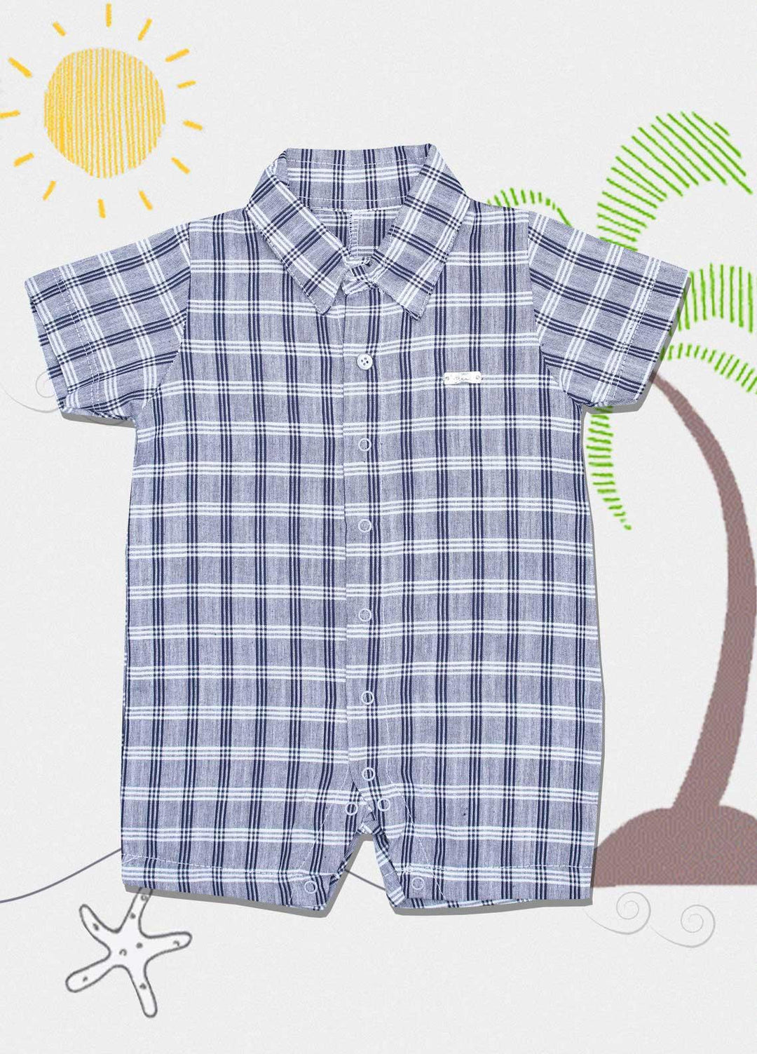Sanaulla Exclusive Range Cotton Fancy Kids Romper - 221063 Grey
