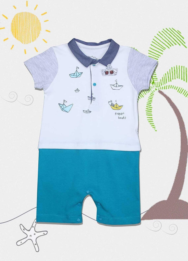 Sanaulla Exclusive Range Cotton Fancy Romper for Kids -  2212 White