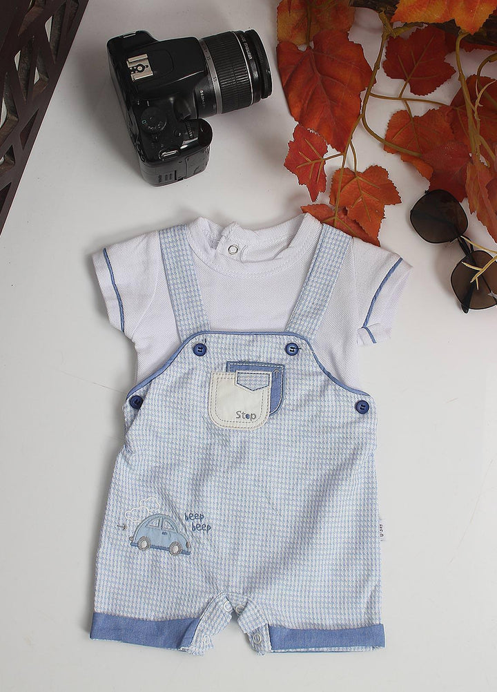 Sanaulla Exclusive Range Cotton Fancy Pret Romper for Kids -  3028 Sk-Blue