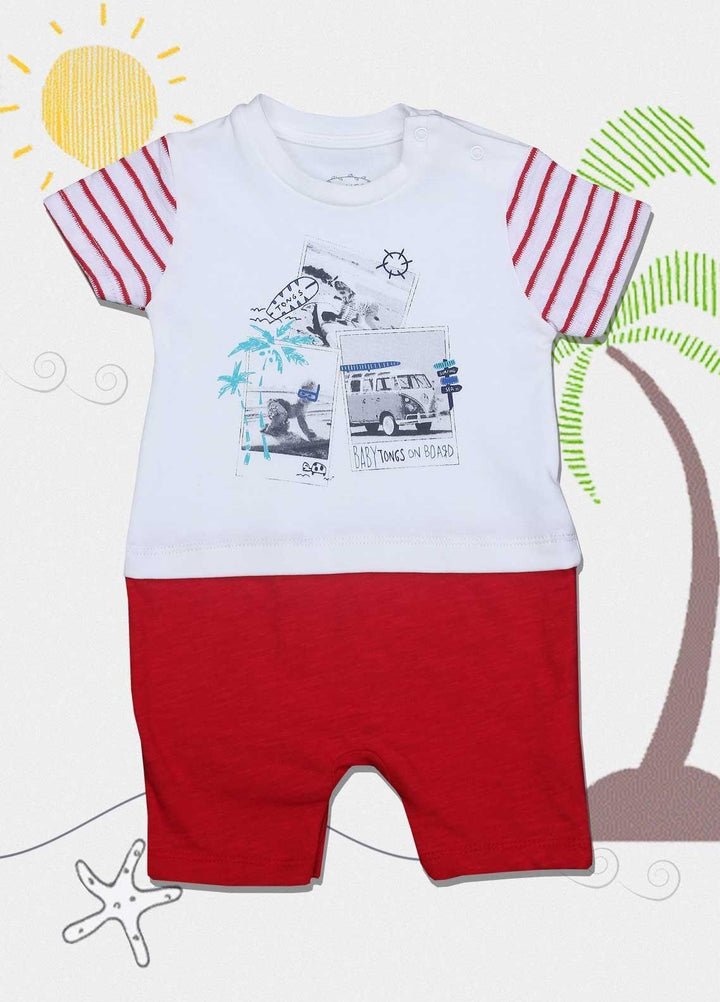 Sanaulla Exclusive Range Cotton Fancy Romper for Kids -  2581 White2