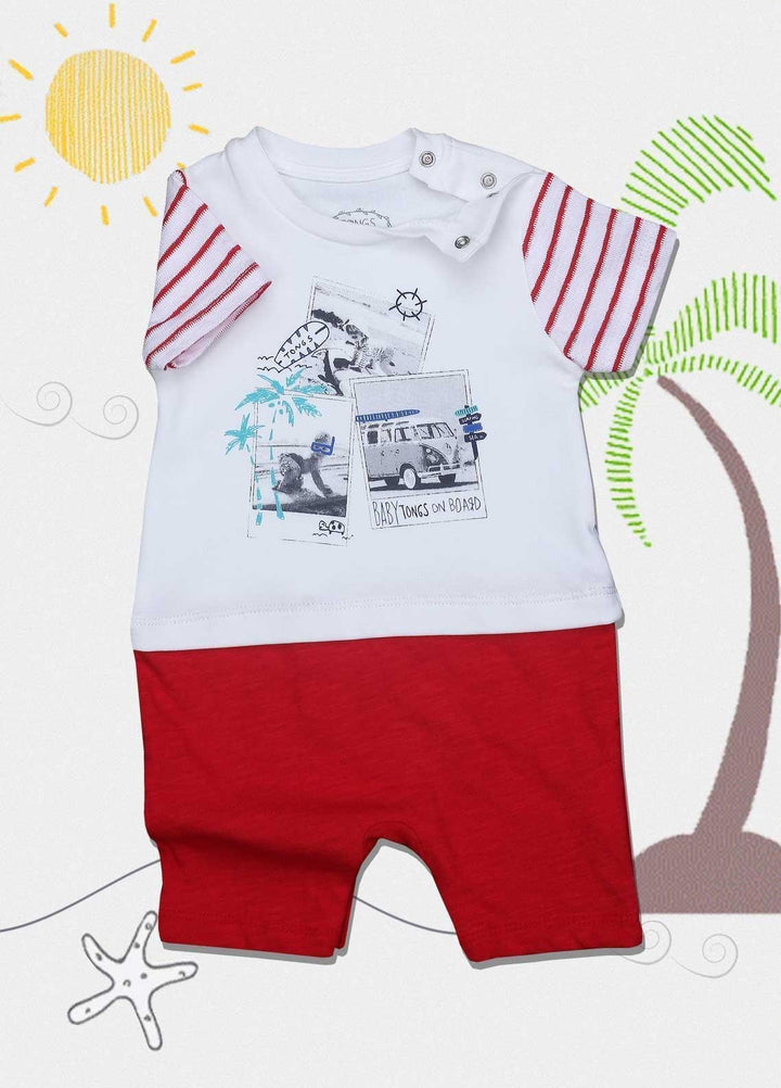 Sanaulla Exclusive Range Cotton Fancy Romper for Kids -  2581 White2
