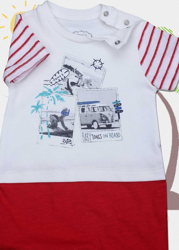 Sanaulla Exclusive Range Cotton Fancy Romper for Kids -  2581 White2