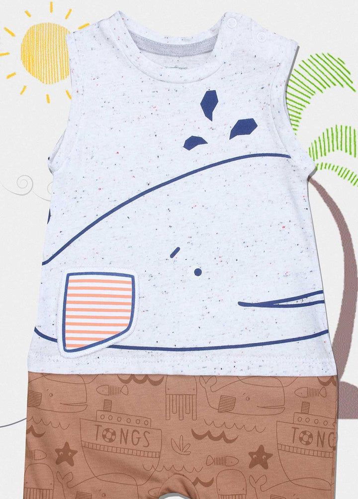 Sanaulla Exclusive Range Cotton Fancy Kids Romper -  2851 Grey2