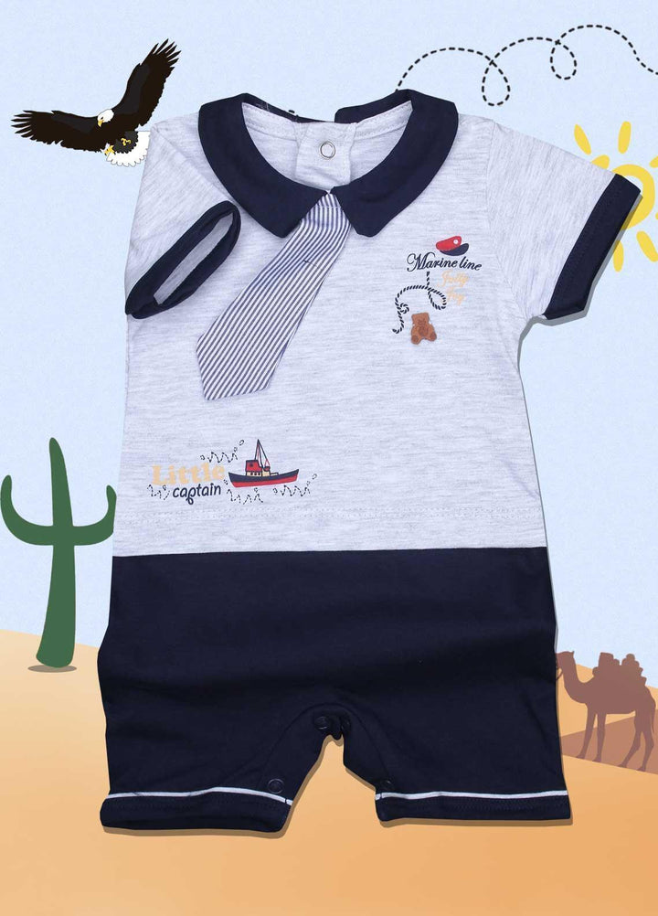 Sanaulla Exclusive Range Cotton Fancy Romper for Kids -  3003 Grey