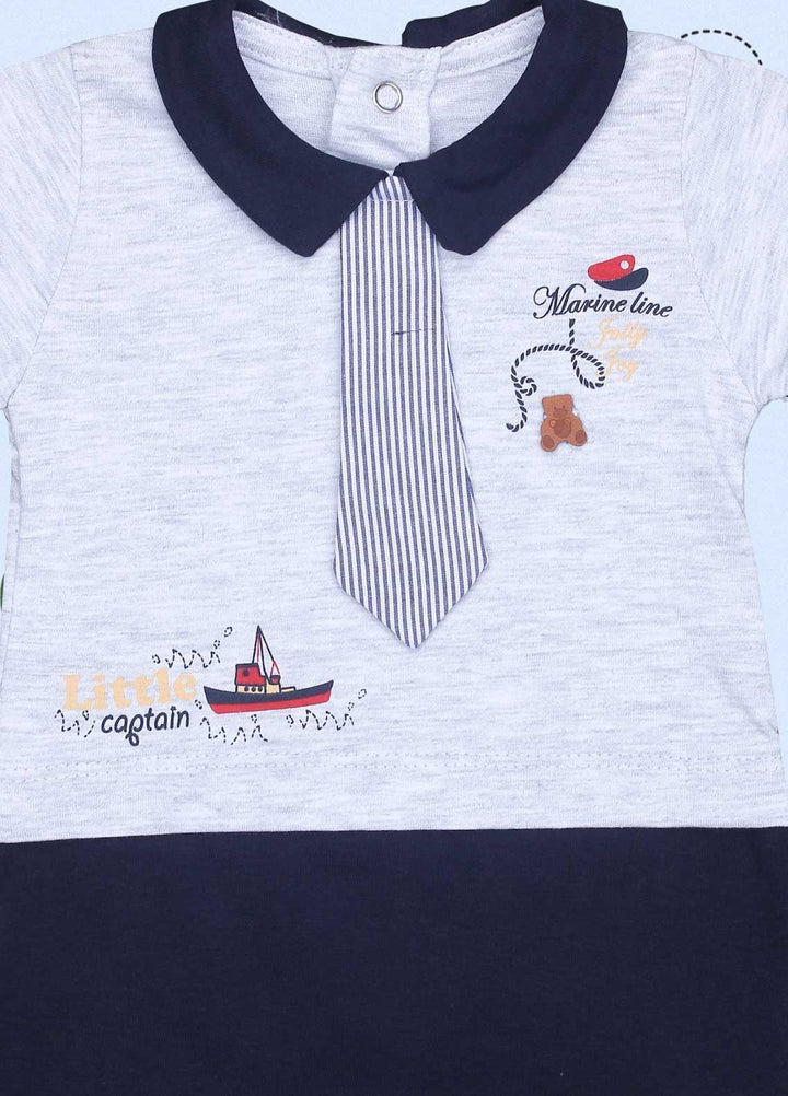 Sanaulla Exclusive Range Cotton Fancy Romper for Kids -  3003 Grey