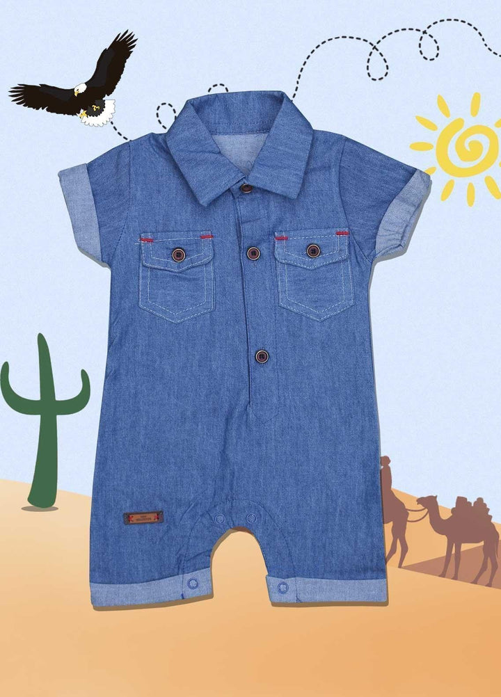 Sanaulla Exclusive Range Cotton Fancy Romper for Kids -  3024 Dark Blue