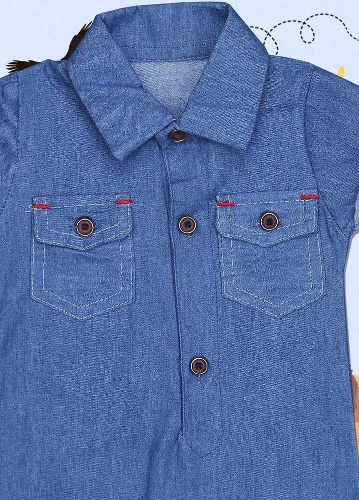 Sanaulla Exclusive Range Cotton Fancy Romper for Kids -  3024 Dark Blue