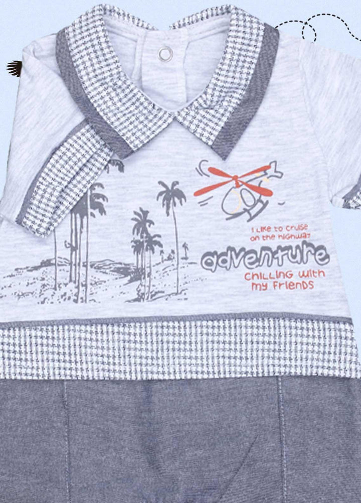 Sanaulla Exclusive Range Cotton Fancy Romper for Kids -  3072 Grey
