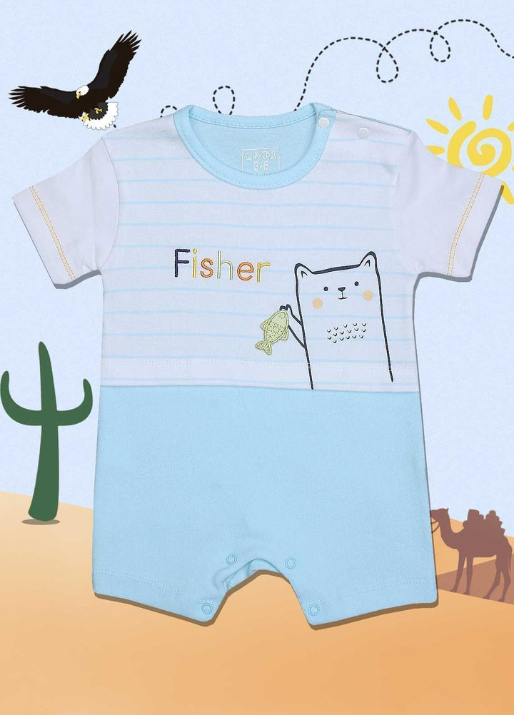 Sanaulla Exclusive Range Cotton Fancy Romper for Kids -  32467 Blue