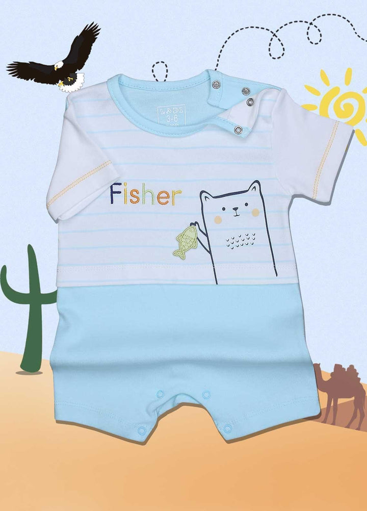 Sanaulla Exclusive Range Cotton Fancy Romper for Kids -  32467 Blue