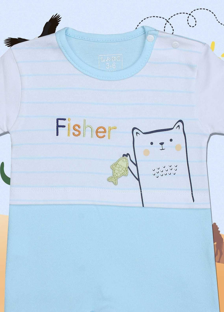 Sanaulla Exclusive Range Cotton Fancy Romper for Kids -  32467 Blue