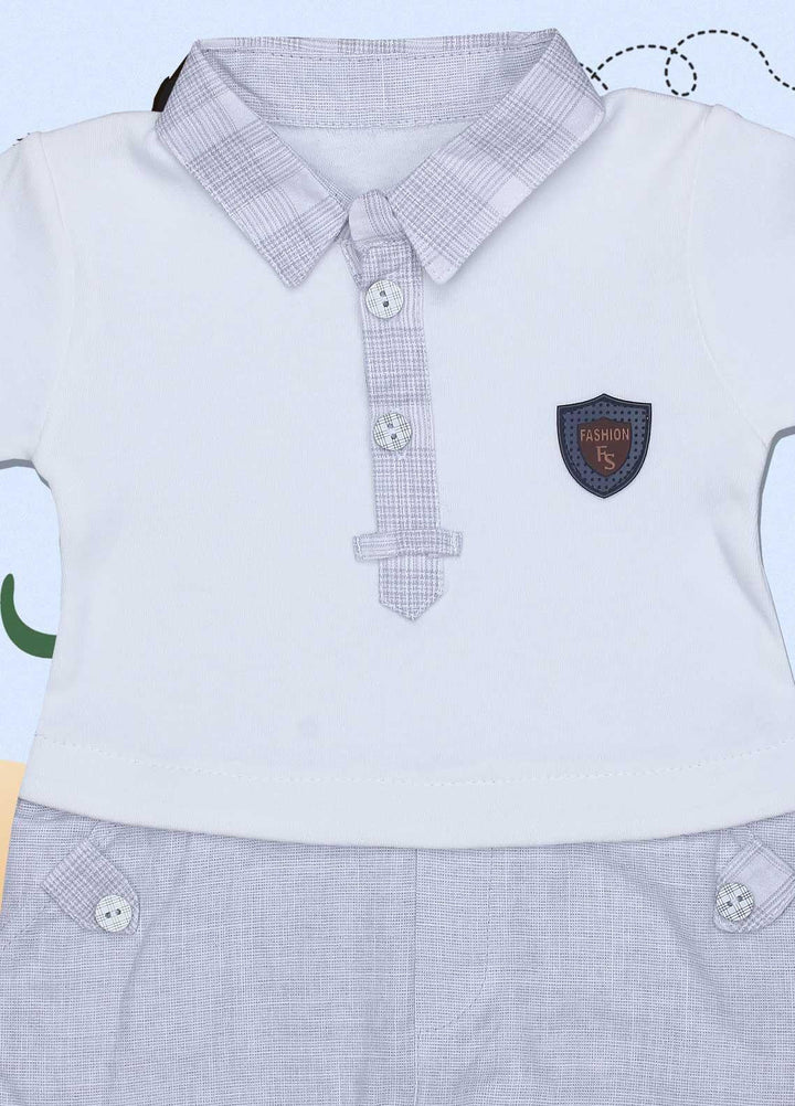 Sanaulla Exclusive Range Cotton Fancy Romper for Kids -  7232 White