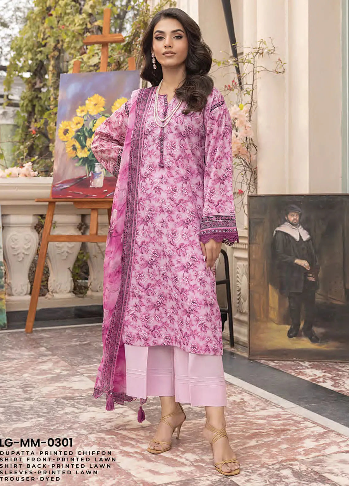 Lakhany Embroidered Lawn Suits Unstitched 3 Piece LSM25SE LG-AR-0099 - Summer Collection