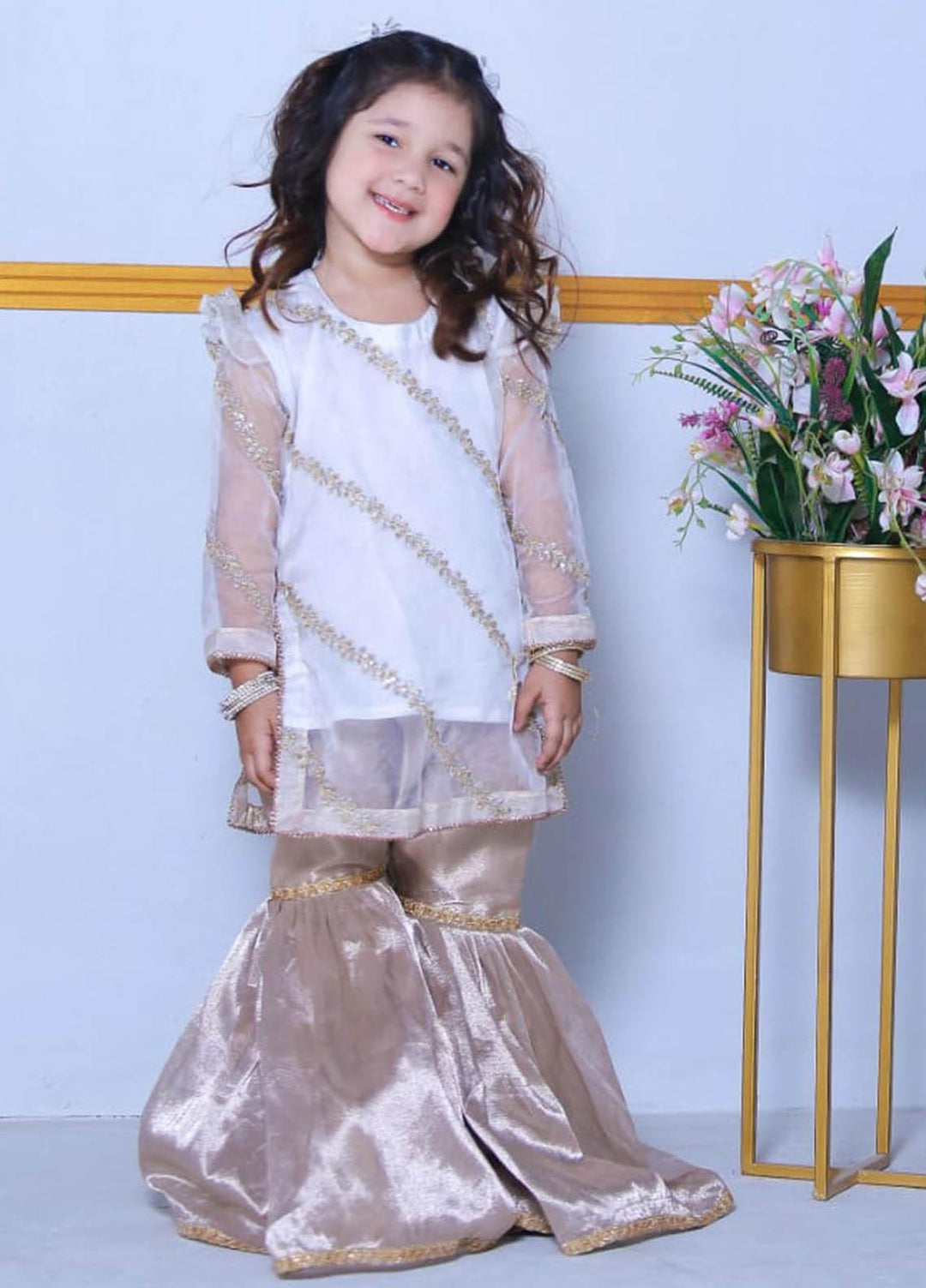 Konain Couture Missouri Pret Garara for Girls - KN-05 WH Garara