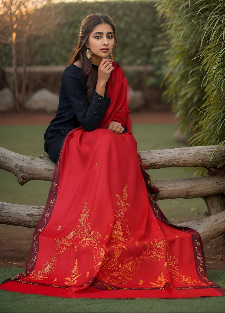 Sanaulla Exclusive Range  Pashmina  KPS 781 D-05 Red - Women Shawls