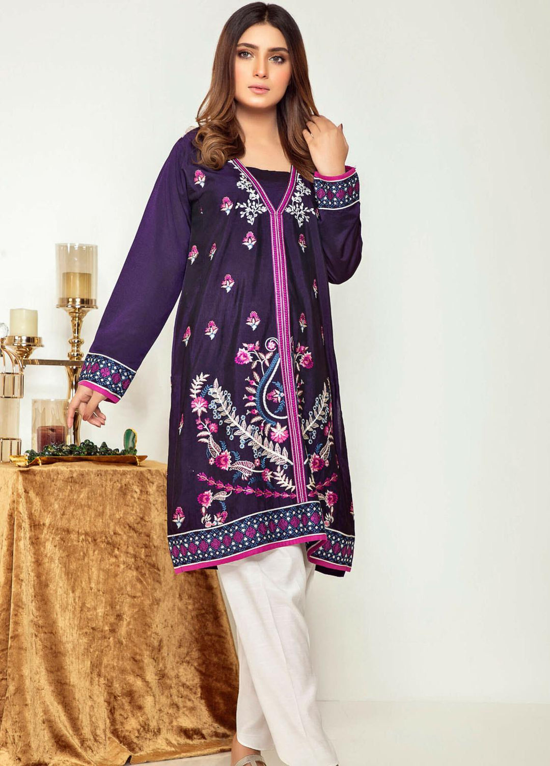 Kross Kulture Embroidered Cotton Silk Stitched Kurtis KK21C KK-20661 PER
