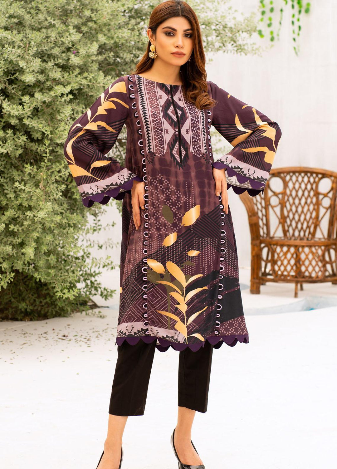Kross Kulture Printed Linen  Unstitched Shirt KK21FR W1L-06 - Winter Collection