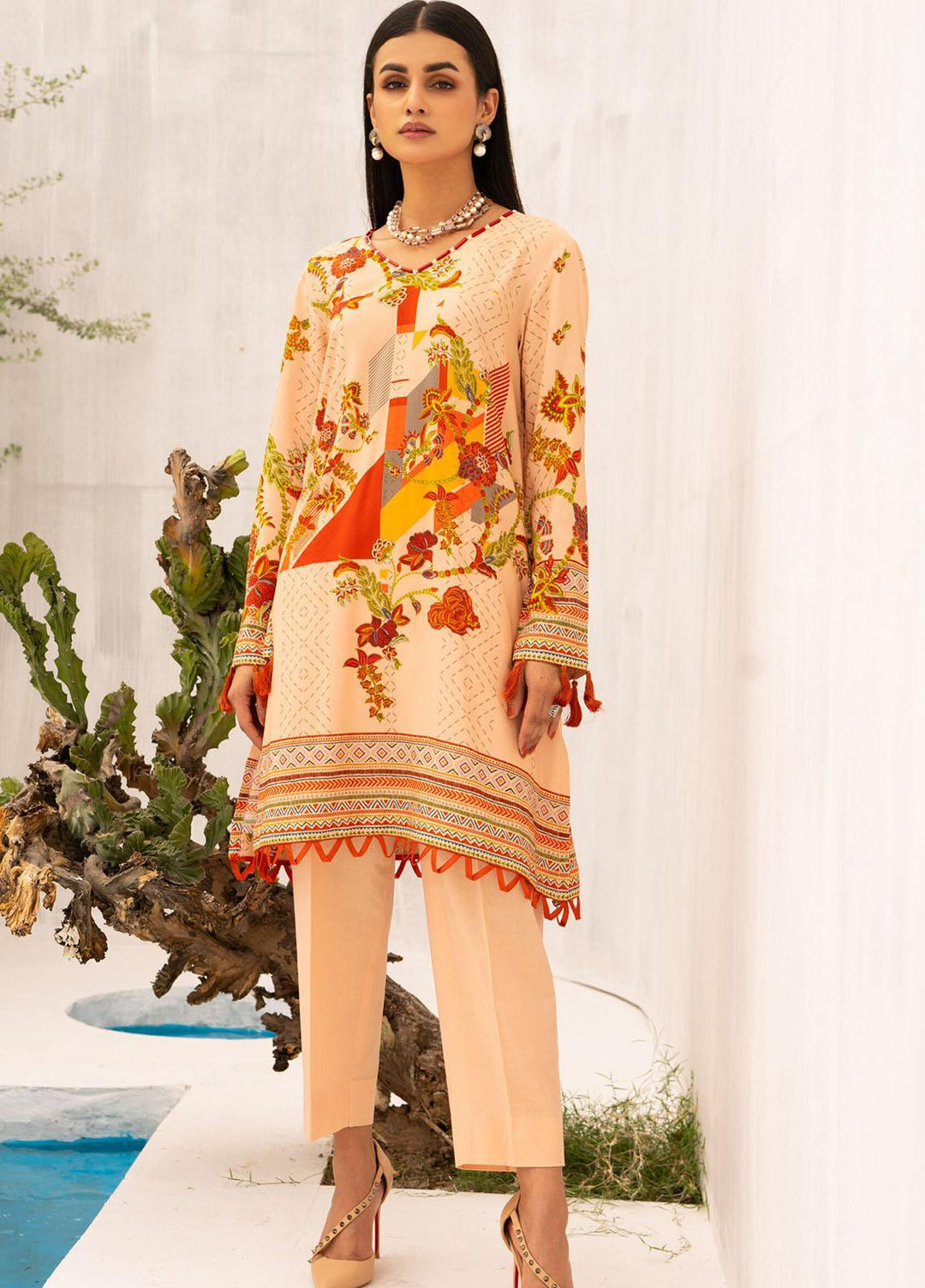 Kross Kulture Printed Linen  Unstitched Shirt KK21FR W1L-10 - Winter Collection