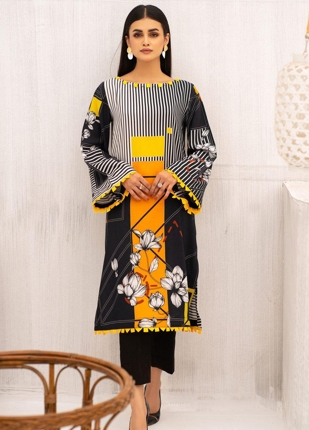 Kross Kulture Printed Linen  Unstitched Shirt KK21FR W2L-01 - Winter Collection