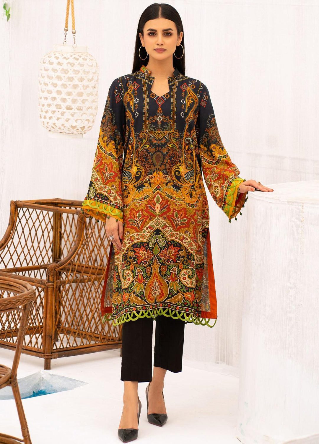 Kross Kulture Printed Linen  Unstitched Shirt KK21FR W2L-02 - Winter Collection