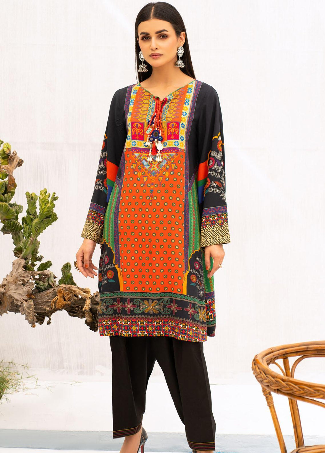 Kross Kulture Printed Linen  Unstitched Shirt KK21FR W2L-05 - Winter Collection