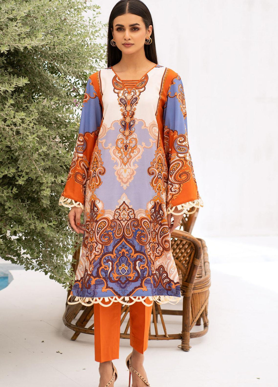 Kross Kulture Printed Linen  Unstitched Shirt KK21FR W2L-06 - Winter Collection