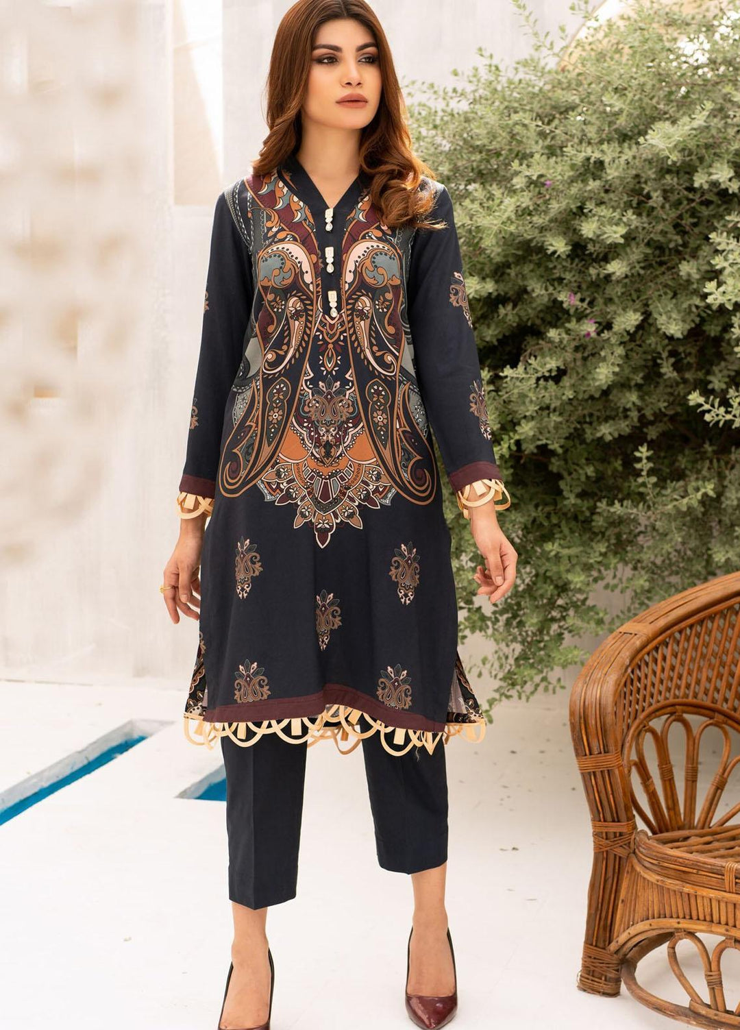 Kross Kulture Printed Linen  Unstitched Shirt KK21FR W2L-07 - Winter Collection