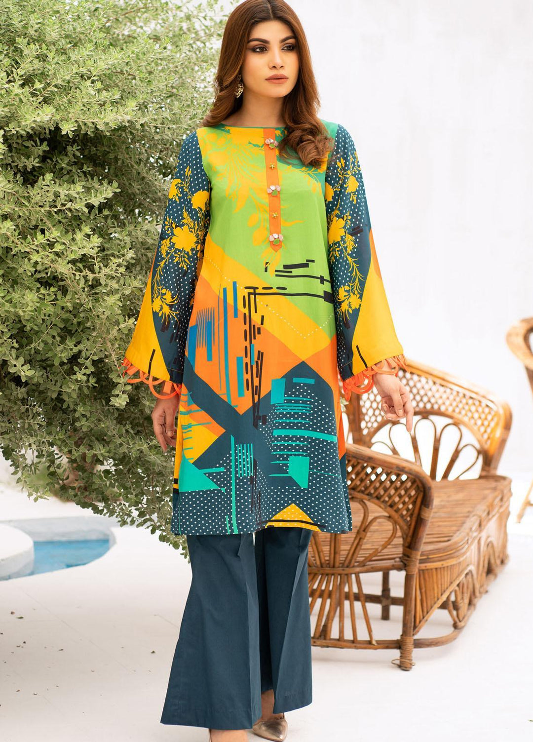 Kross Kulture Printed Linen  Unstitched Shirt KK21FR W2L-08 - Winter Collection