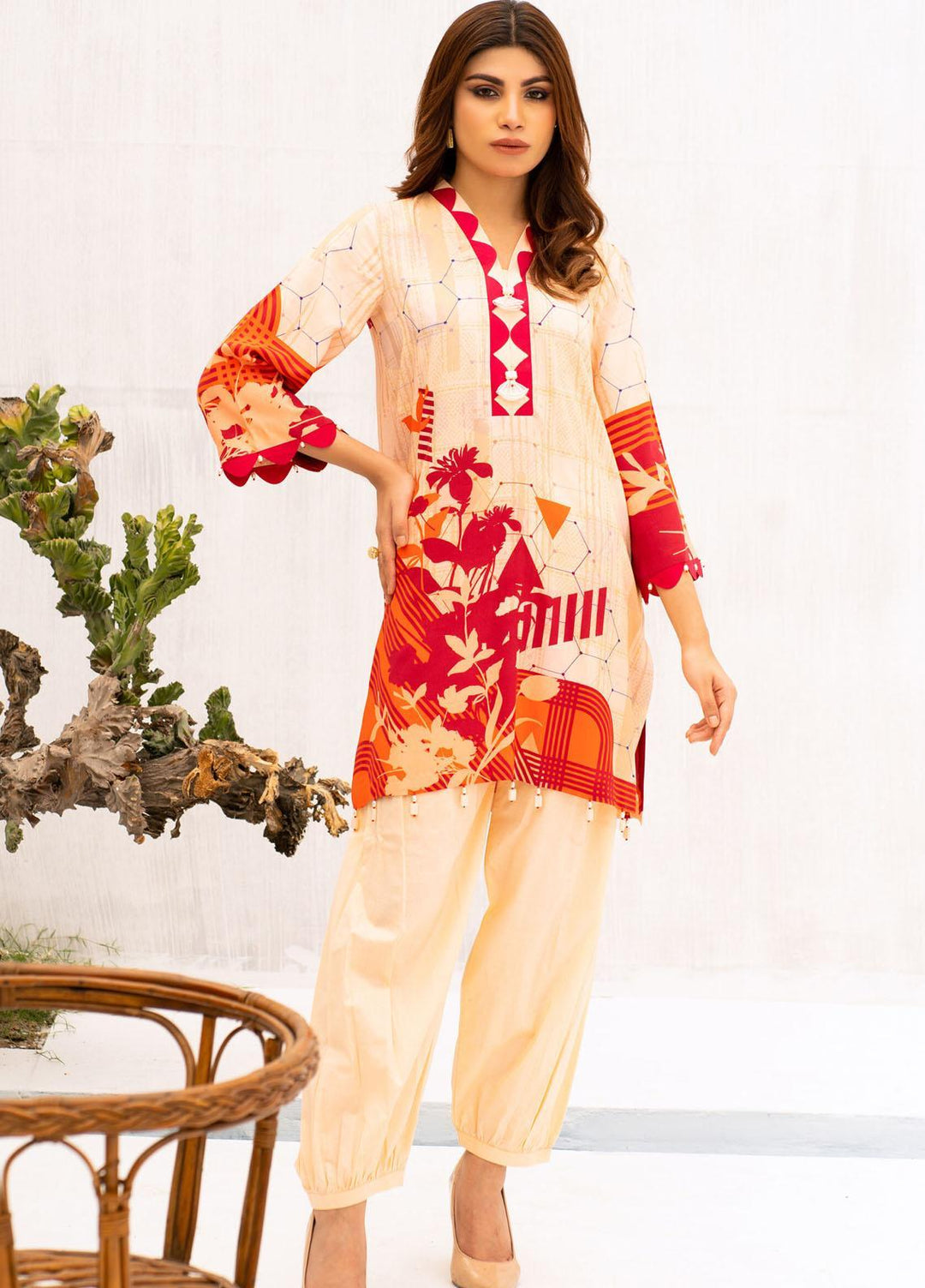 Kross Kulture Printed Linen  Unstitched Shirt KK21FR W2L-09 - Winter Collection