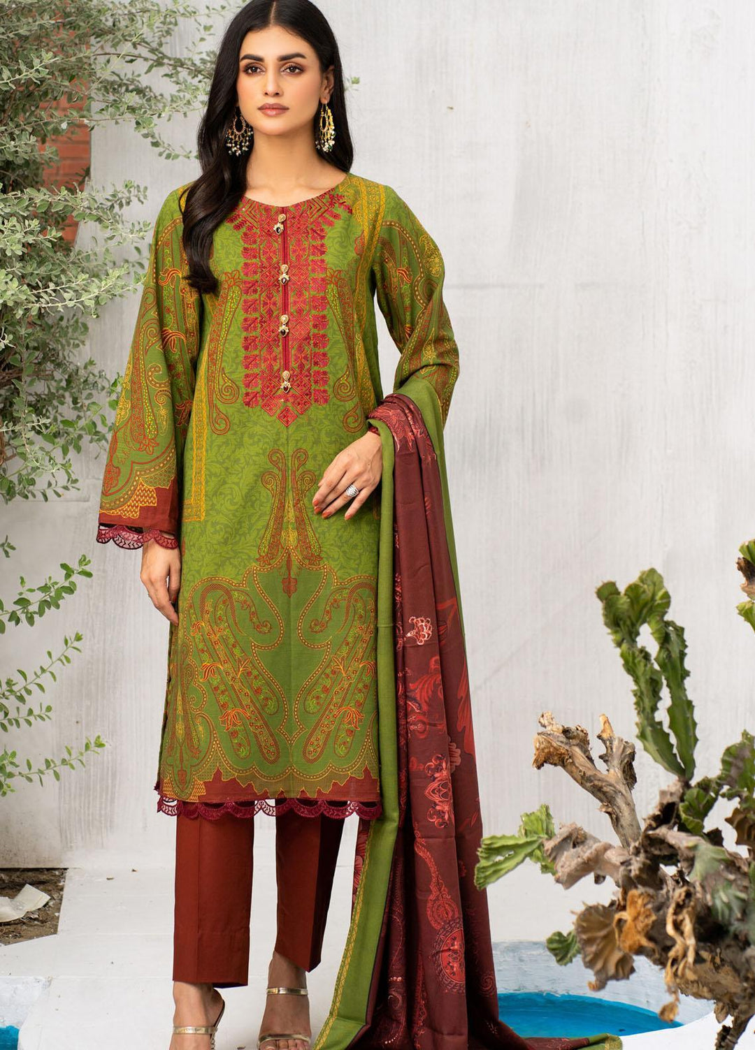 Kross Kulture Printed Linen Suits Unstitched 2 Piece KK21FR W3K-02 - Winter Collection