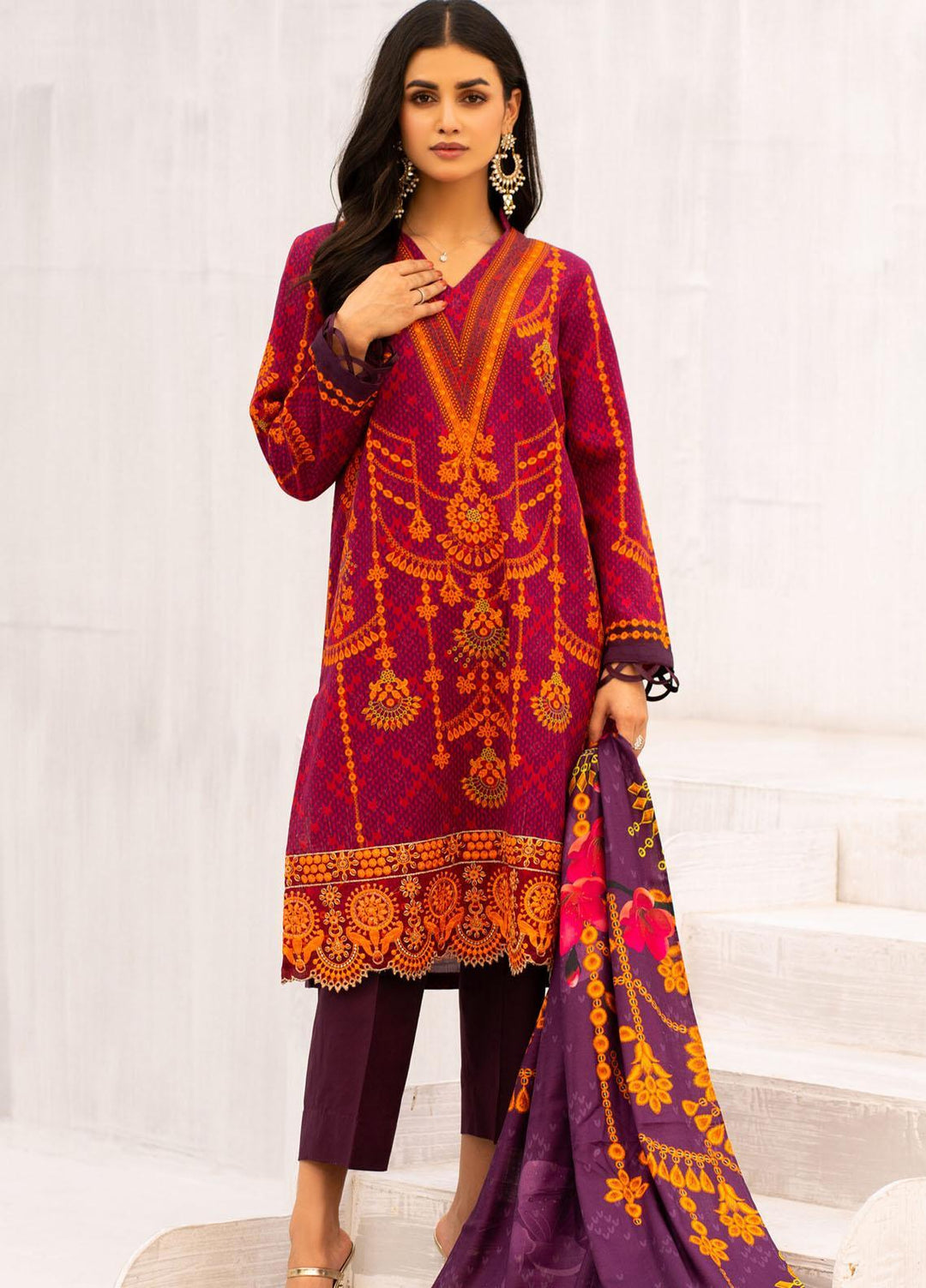 Kross Kulture Printed Linen Suits Unstitched 2 Piece KK21FR W3K-03 - Winter Collection