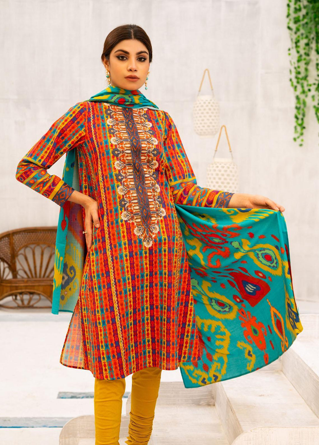 Kross Kulture Printed Linen Suits Unstitched 2 Piece KK21FR W3K-04 - Winter Collection