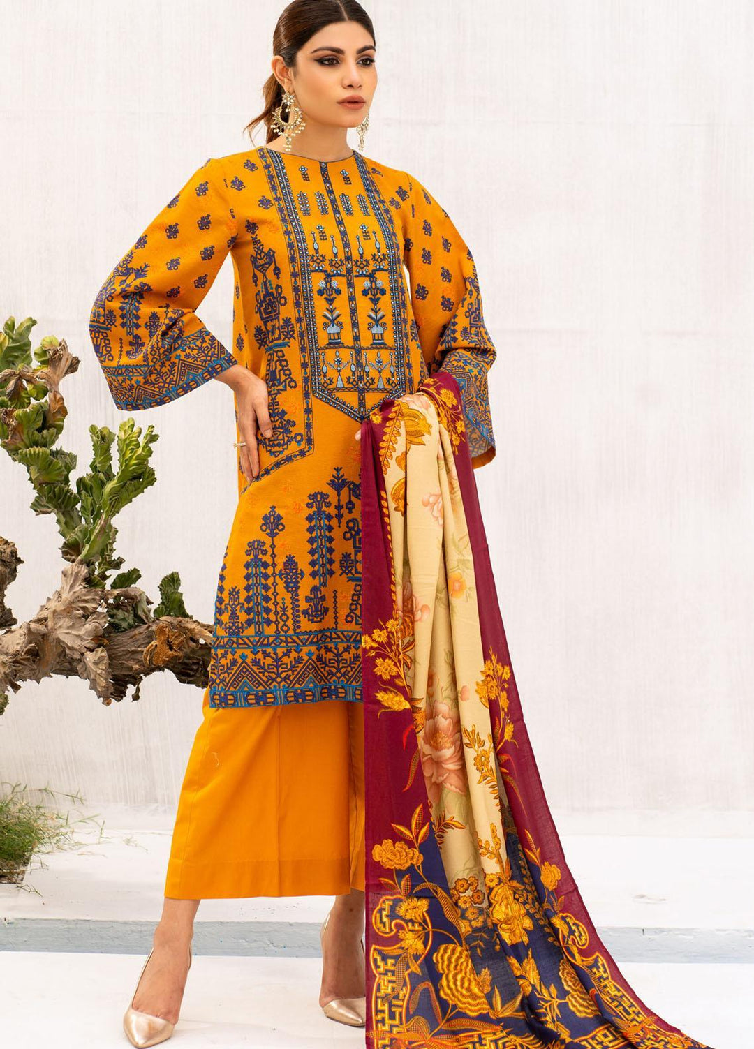 Kross Kulture Printed Linen Suits Unstitched 2 Piece KK21FR W3K-06 - Winter Collection