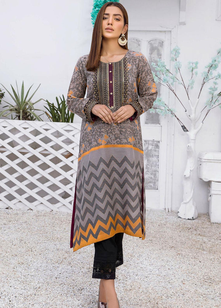 Kross Kulture Casual Pret Embroidered Jacquard Shirt KX-21222 D-Grey