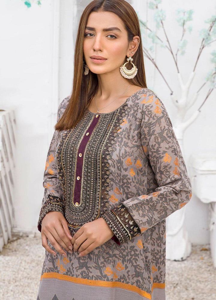 Kross Kulture Casual Pret Embroidered Jacquard Shirt KX-21222 D-Grey