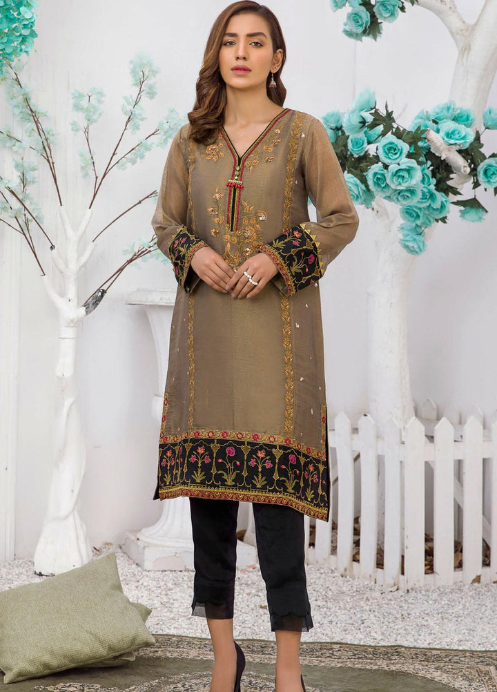 Kross Kulture Luxury Pret Embroidered Tissue Shirt KX-21260 Brown