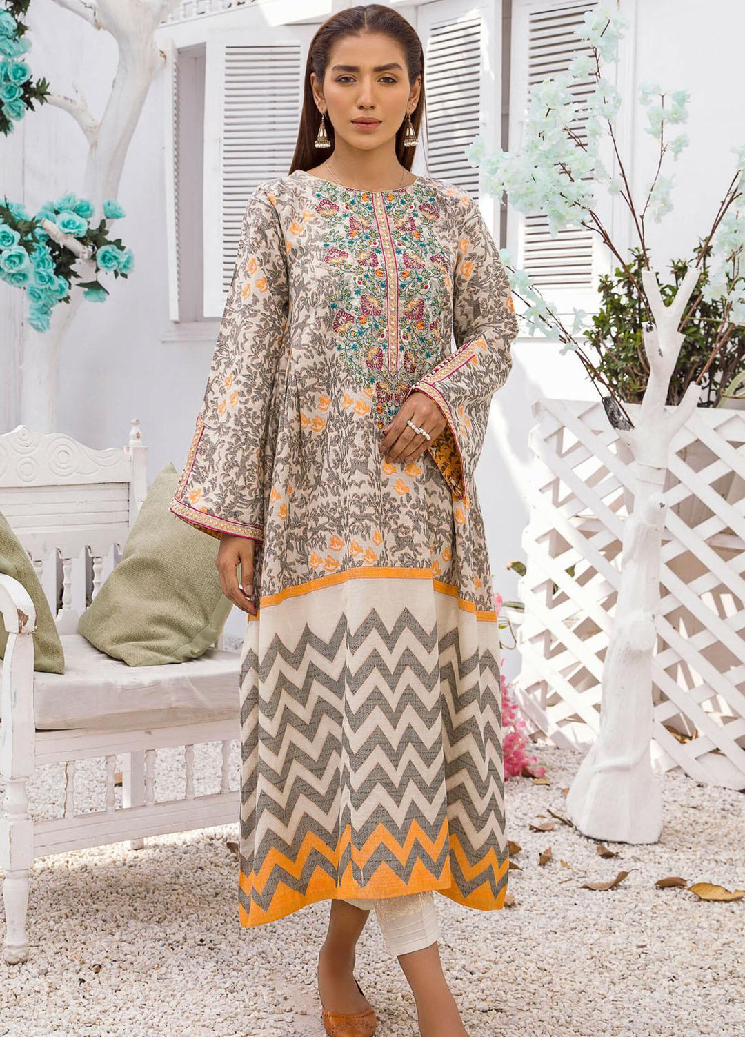 Kross Kulture Luxury Pret Embroidered Jacquard Shirt KB-21221 Digital Print