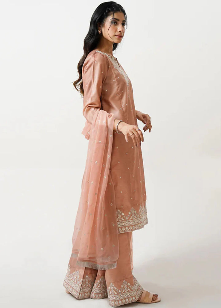 Kross Kulture Pret Embroidered Raw Silk 3 Piece Suit Amal KLX- 00518
