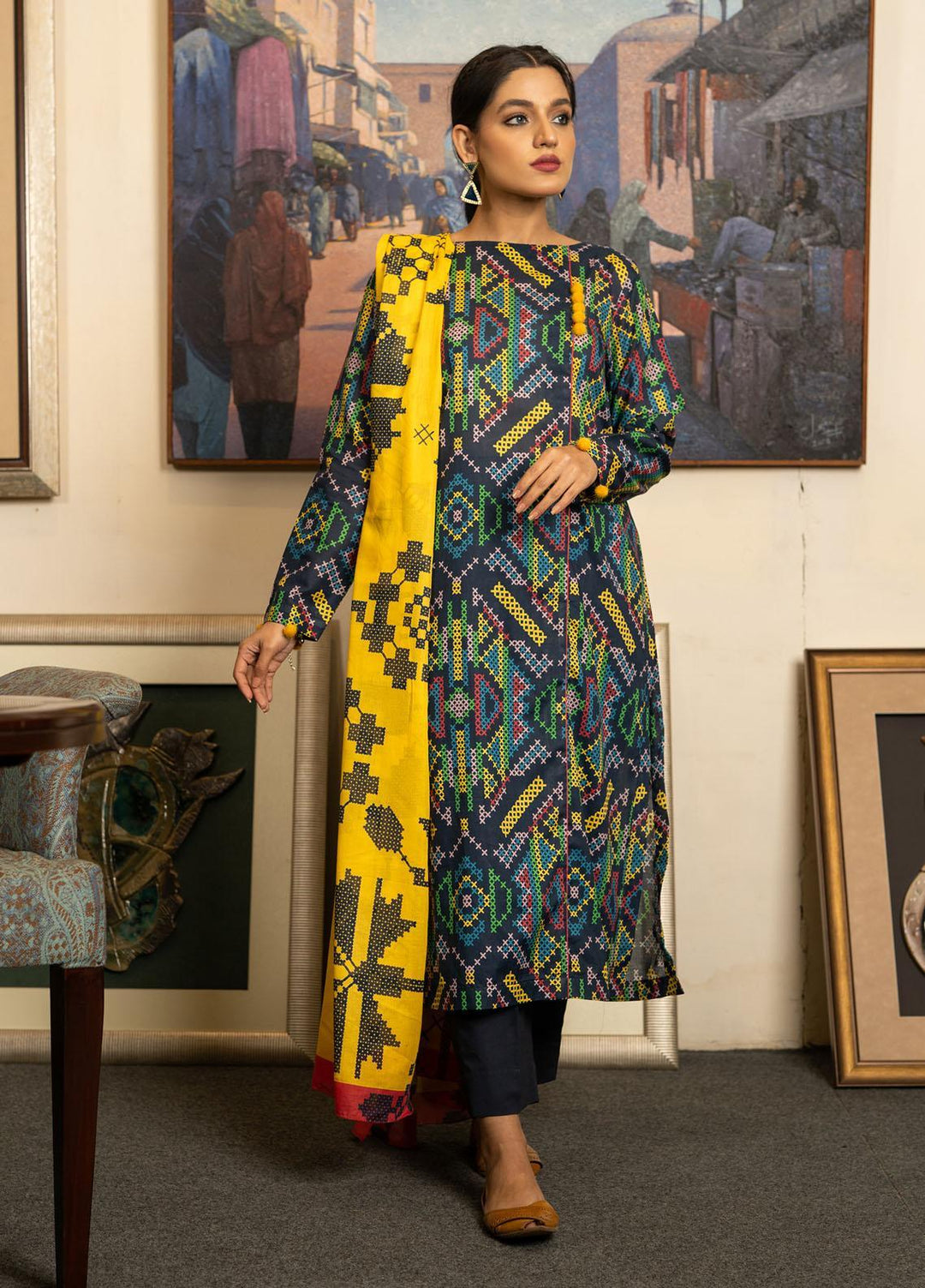 Kross Kulture Printed Lawn Suits Unstitched 3 Piece KK22RKU SU3-14 - Summer Collection